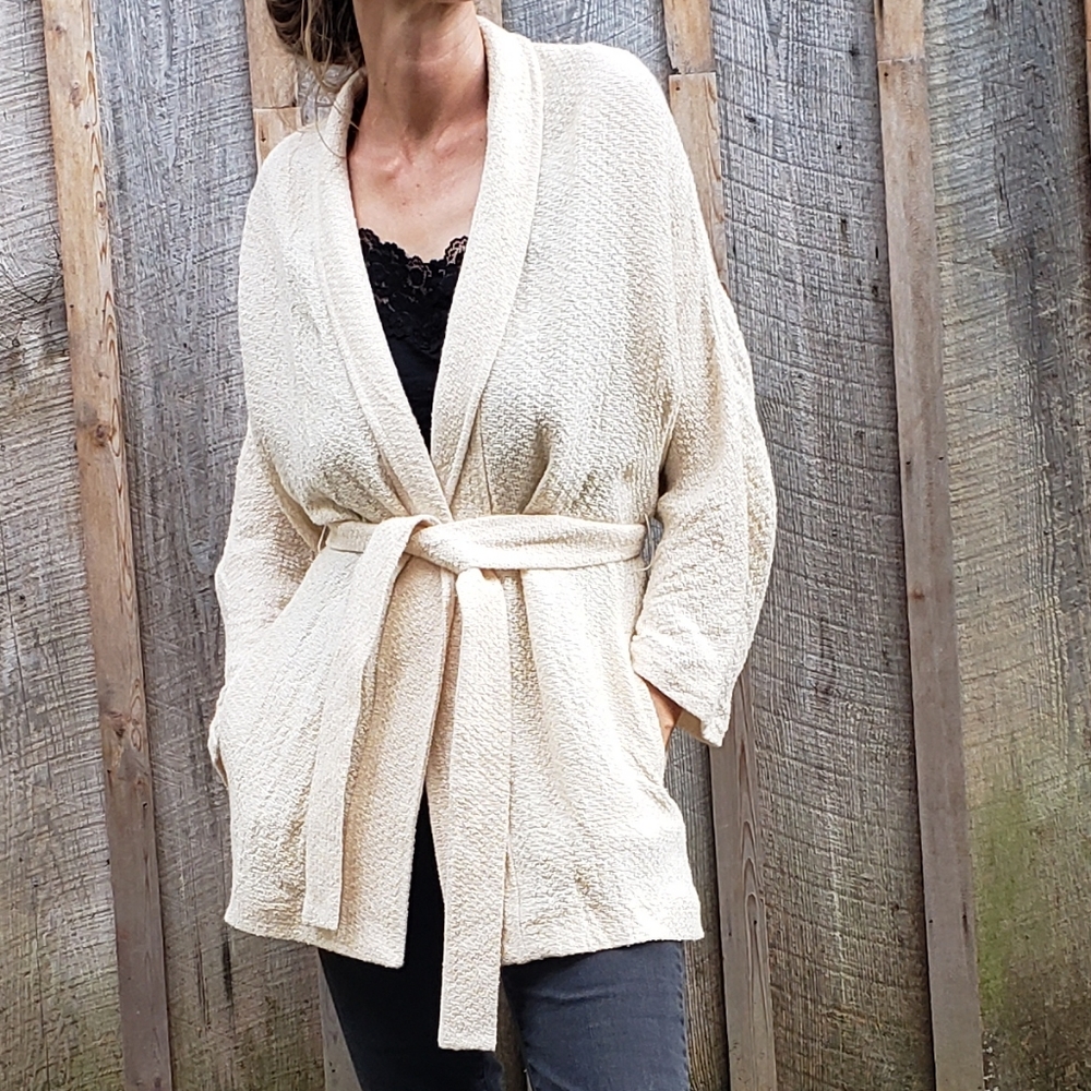 Massimo Dutti Short Linen Robe Coat